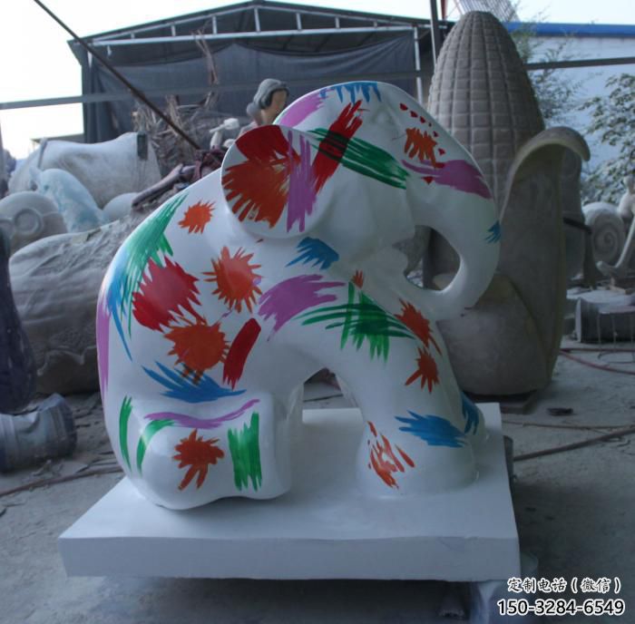 藝術(shù)大象雕塑，中式工藝，彩繪大象雕塑制作廠家
