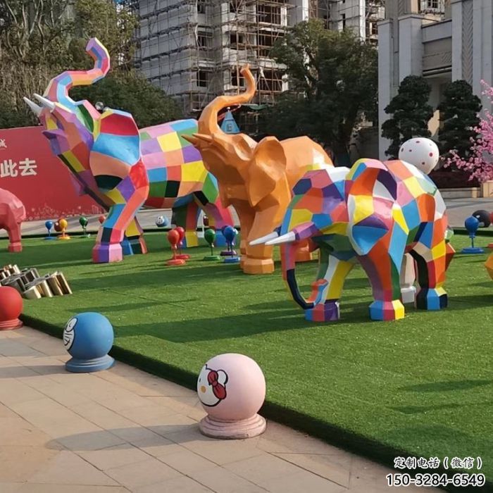 公共大象雕塑訂做，城市裝飾，景觀卡通大象雕塑展品