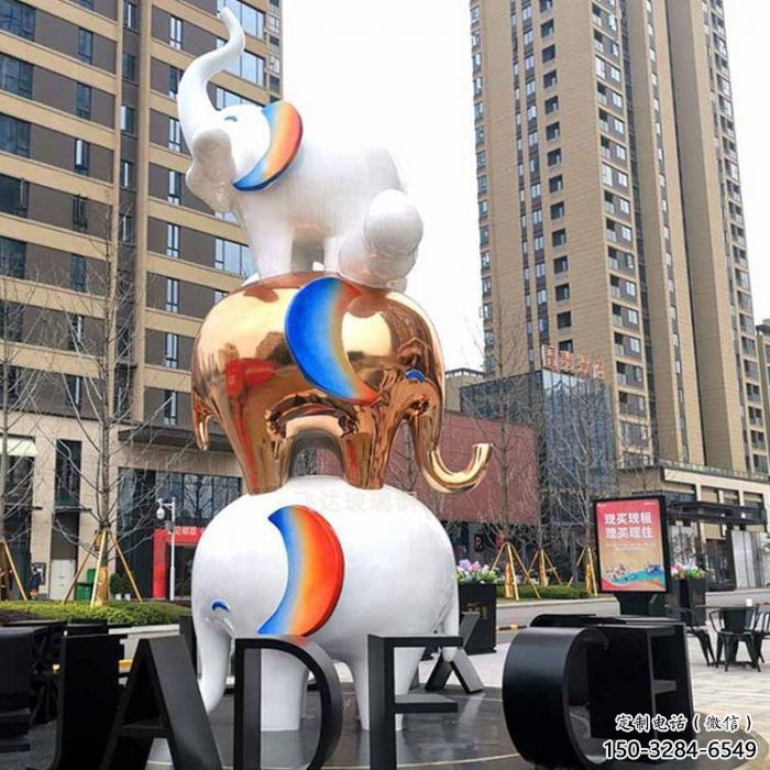 金屬大象雕塑承接，陸地擺件，廣場卡通大象雕塑制造商