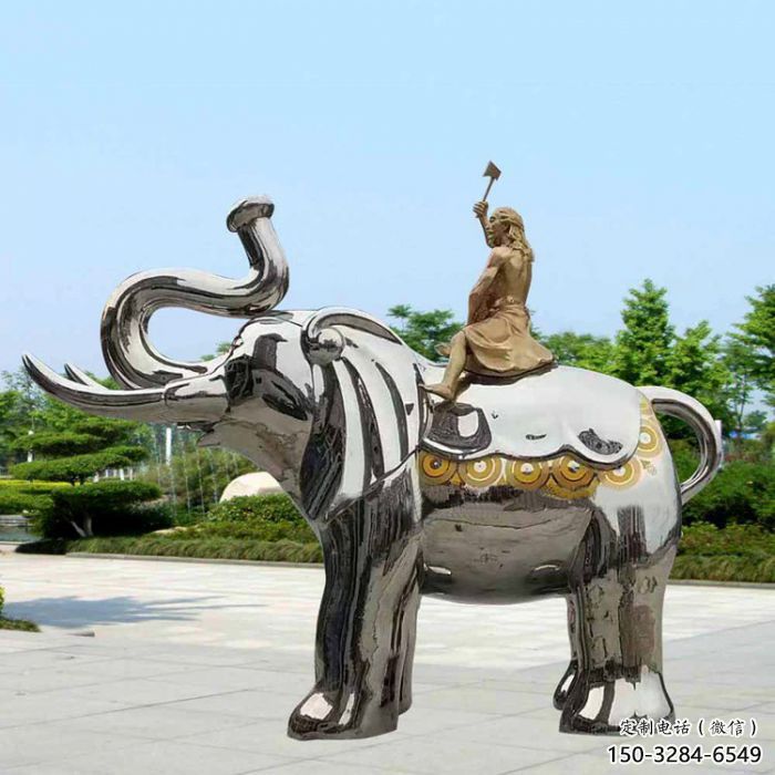 景觀大象雕塑工程選用，美陳雕塑，鏡面大象雕塑展示