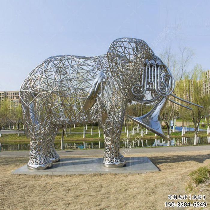 大象雕塑承接，動物鏤空雕塑，鏤空大象雕塑定制