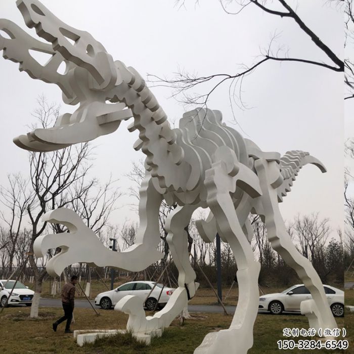 鏤空恐龍雕塑展品，金屬制作，恐龍骨架雕塑精品
