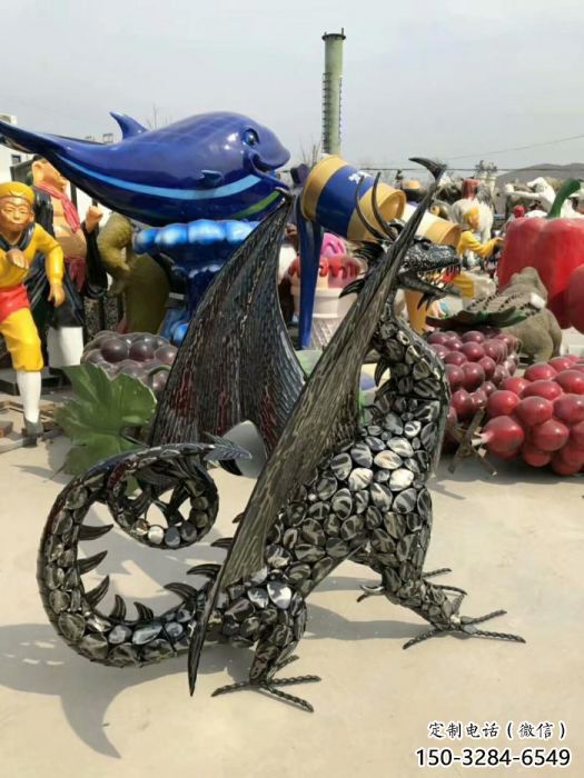 鐵藝恐龍雕塑制造商，室外軟裝，鐵藝恐龍雕塑制作