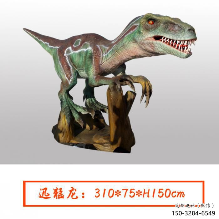 迅猛龍雕塑觀賞型，公園小品，發(fā)聲恐龍雕塑生產(chǎn)商