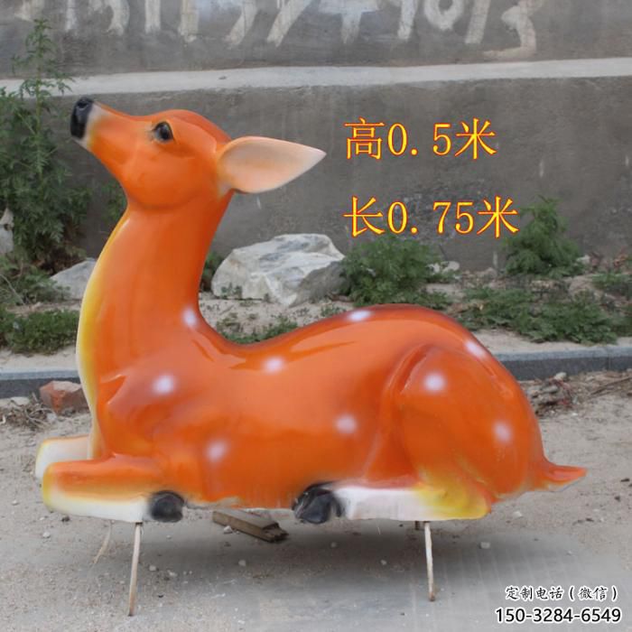 烤漆梅花鹿雕塑，彩繪工藝，玻璃鋼動(dòng)物雕塑