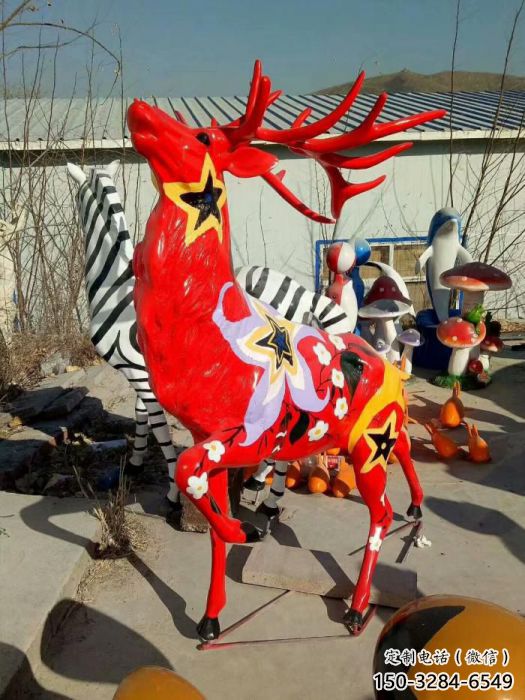 梅花鹿雕塑觀賞型，公園小品，玻璃鋼梅花鹿雕塑生產(chǎn)商