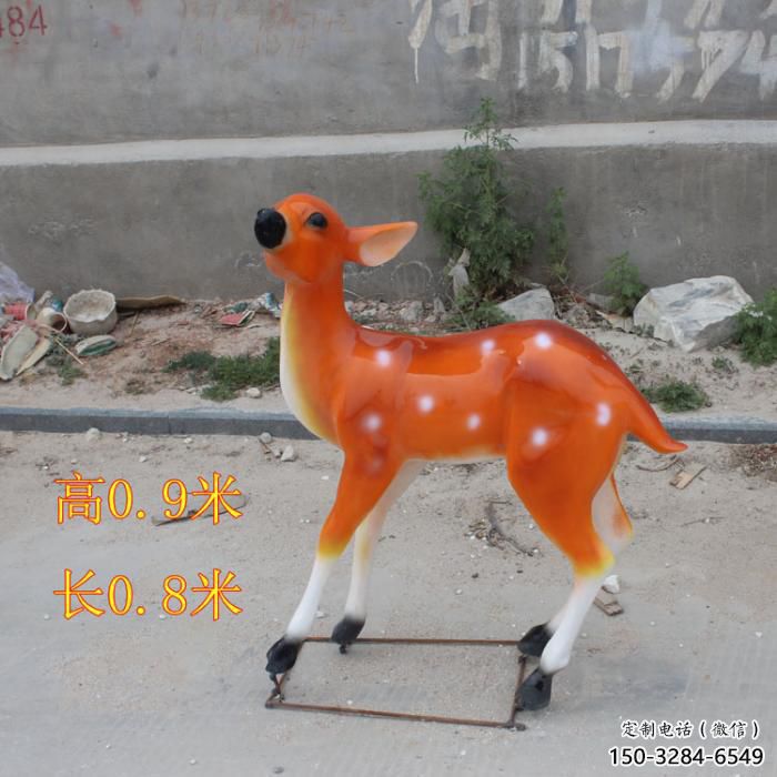 大型小鹿雕塑，彩繪工藝，玻璃鋼動物雕塑擺件