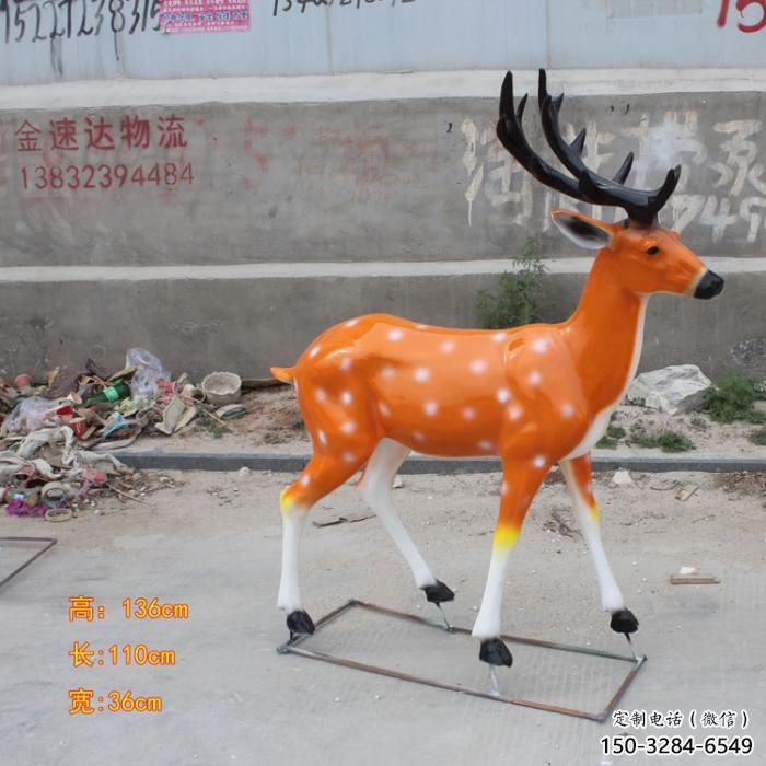 仿真小鹿雕塑，彩繪工藝，玻璃鋼動物雕塑廠家