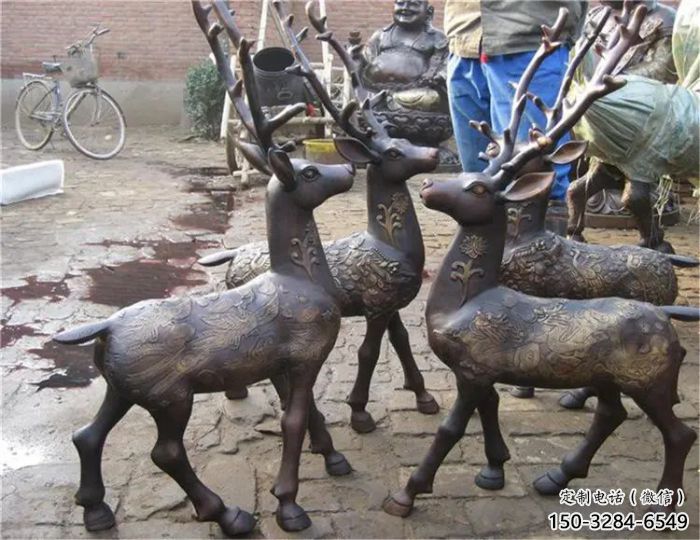 銅小鹿雕塑展品，花園小品，小鹿銅雕塑優(yōu)選
