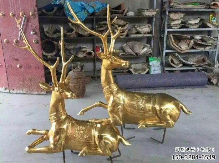 仿古馴鹿雕塑，鍍銅海洋雕塑，鍍銅工藝