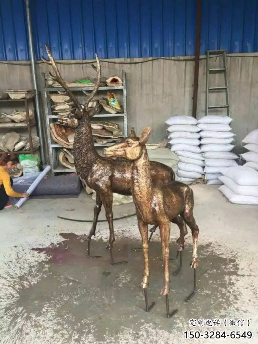 銅鹿雕塑，鑄銅動(dòng)物雕塑
