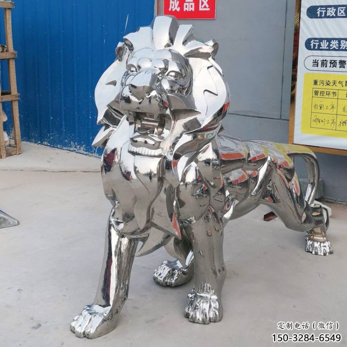 仿真獅子雕塑優(yōu)選，鏡面藝術(shù)，景觀不銹鋼獅子雕塑選用