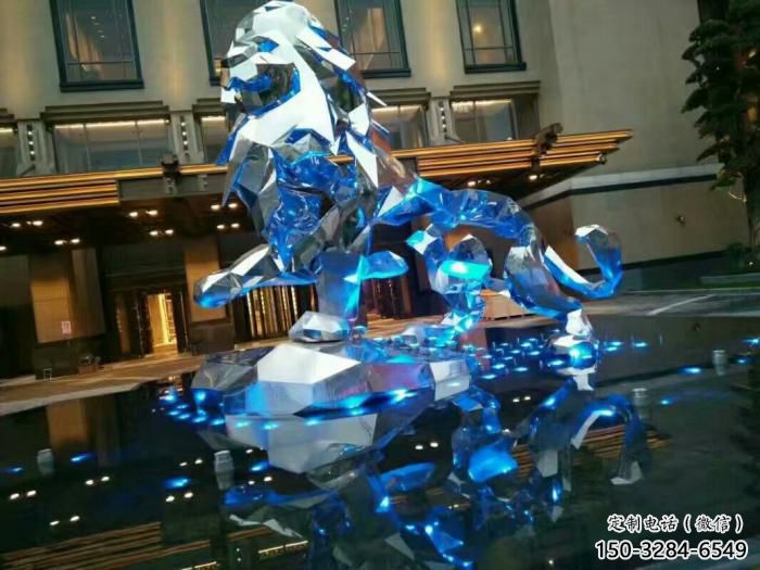 切面獅子雕塑通用，街景小品，不銹鋼獅子雕塑制造