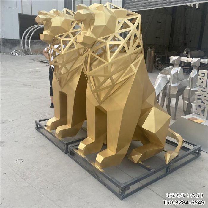 廣場(chǎng)獅子雕塑批發(fā)，動(dòng)物系列，不銹鋼獅子雕塑制作