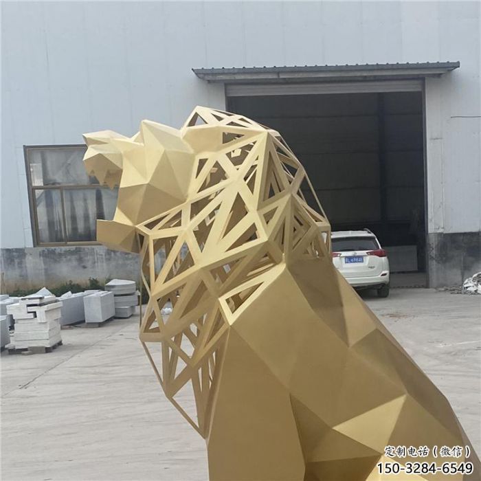 獅子雕塑擺件，烤漆工藝制作，大型不銹鋼獅子雕塑公司