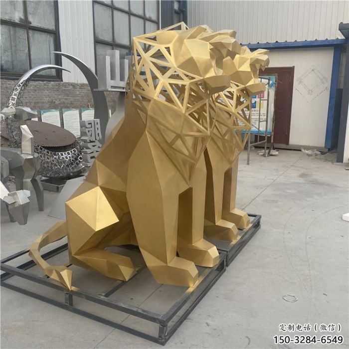 現(xiàn)代獅子雕塑定制，中式工藝，景觀不銹鋼獅子雕塑優(yōu)價(jià)