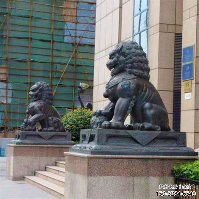 大門口獅子雕塑提供，美陳雕塑，鑄銅蹲獅雕塑承接