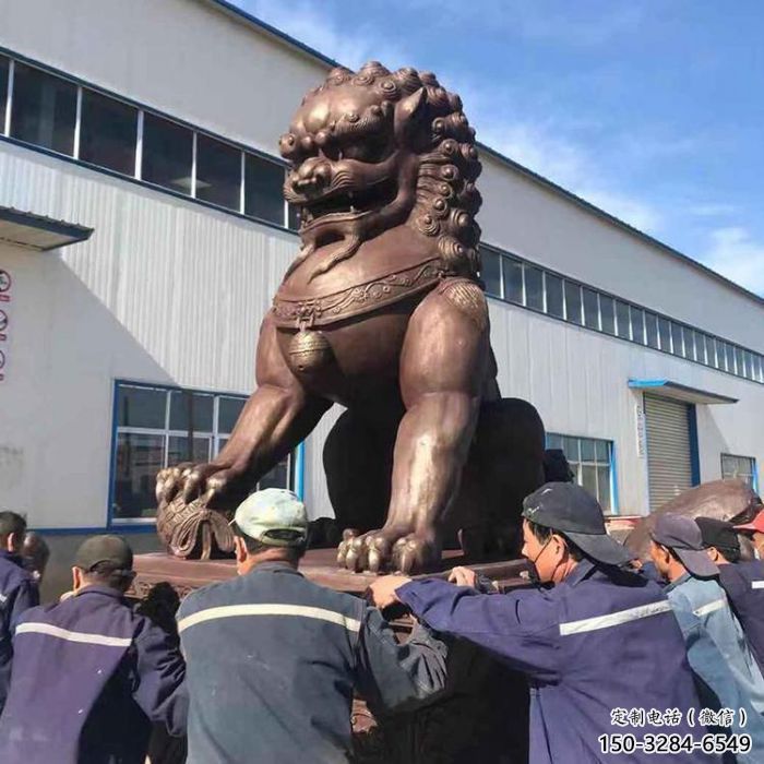 紅銅獅子雕塑供需，標(biāo)識(shí)雕塑，景觀藝術(shù)蹲獅雕塑制造商