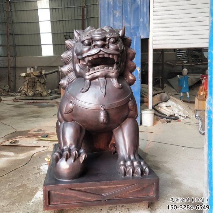 紫銅獅子雕塑提供，露天雕塑，蹲獅雕塑生產(chǎn)承接