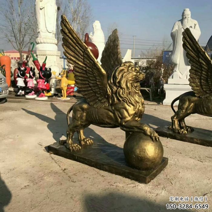 紀(jì)念獅子雕塑生產(chǎn)，廣場雕塑，飛獅雕塑展品