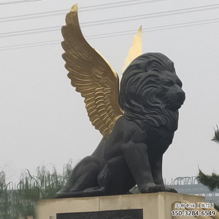 金屬獅子雕塑通用，城市雕塑，大型飛獅雕塑指用