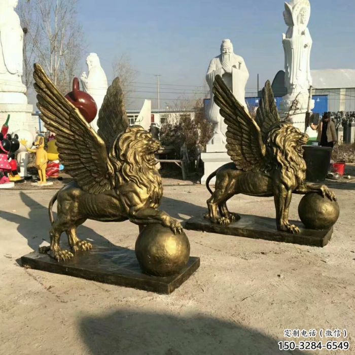 景觀獅子雕塑選用，美陳雕塑，飛獅雕塑展示專供