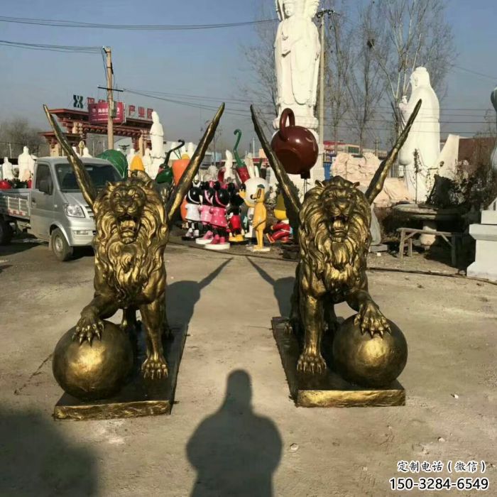 景觀獅子雕塑制造商，動物雕塑，飛獅雕塑供給