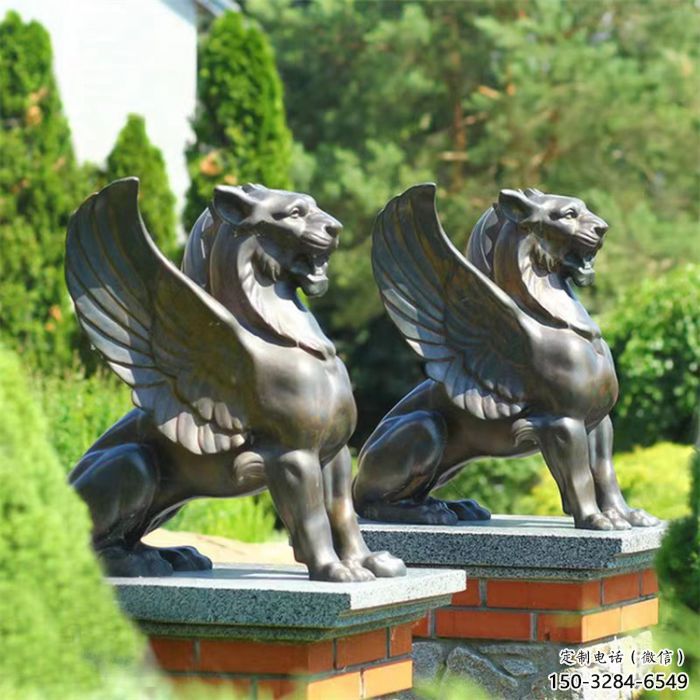 鑄銅獅子雕塑批發(fā)，標(biāo)識雕塑，展示飛獅雕塑優(yōu)選