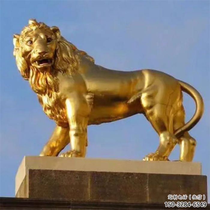 室外獅子雕塑展品，公園小品，城市鎏金獅子雕塑供需
