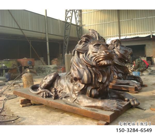 雕塑獅子景觀(guān)精選，中式工藝，園林趴獅雕塑供給