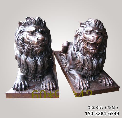 制造獅子雕塑廠家，鑄銅組合，趴獅雕塑工程制作
