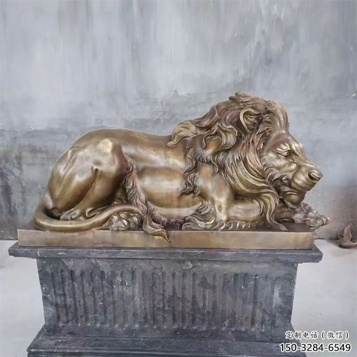 鑄銅獅子雕塑供求，景觀裝飾雕塑，戶外趴獅雕塑制造商