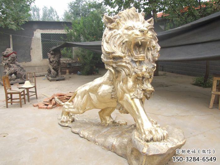 地產(chǎn)獅子雕塑點(diǎn)擊，景觀雕塑，黃銅走獅雕塑供求