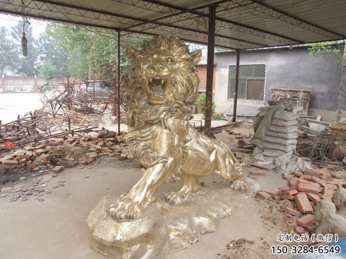 門口獅子雕塑點(diǎn)擊，地標(biāo)動物擺件，走獅雕塑承接
