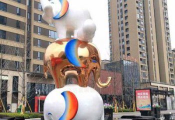 金屬大象雕塑承接，陸地?cái)[件，廣場(chǎng)卡通大象雕塑制造商