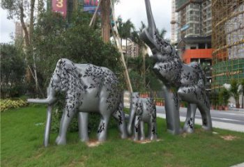 金屬大象雕塑制造，公園雕塑，鏡面大象雕塑展品