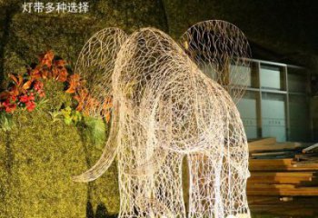 燈光大象雕塑定制，小區(qū)雕塑，鏤空大象雕塑提供