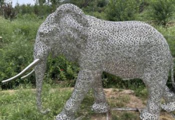 公園大象雕塑定做，小區(qū)擺件，鏤空大象雕塑制作