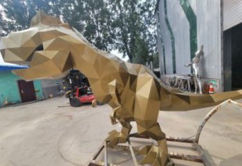景觀恐龍雕塑供應(yīng)，公園雕塑，金屬幾何恐龍雕塑制作