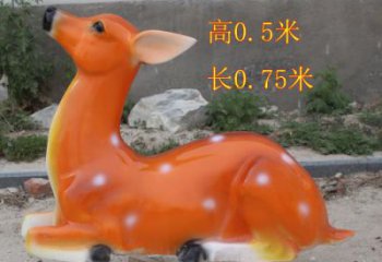 烤漆梅花鹿雕塑，彩繪工藝，玻璃鋼動(dòng)物雕塑