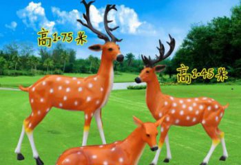 彩繪梅花鹿雕塑選用，廣場(chǎng)雕塑，玻璃鋼動(dòng)物雕塑選用
