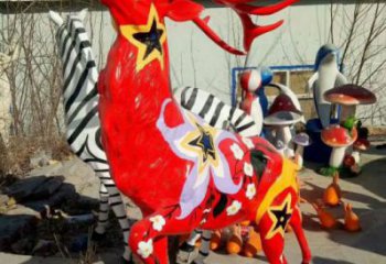 梅花鹿雕塑觀賞型，公園小品，玻璃鋼梅花鹿雕塑生產(chǎn)商