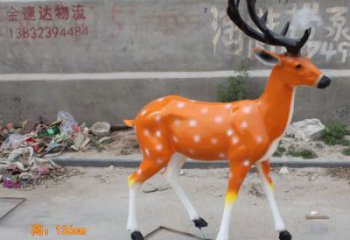 仿真小鹿雕塑，彩繪工藝，玻璃鋼動物雕塑廠家