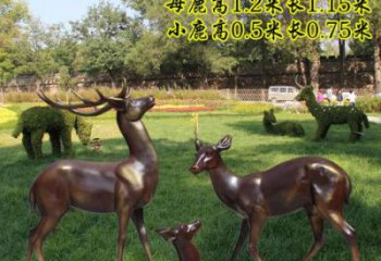 景觀小鹿雕塑選用，景區(qū)案例，純銅仿古雕塑制造商