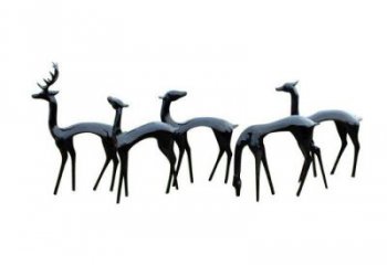 小鹿雕塑展品，公園小品，景觀抽象銅鹿雕塑生產(chǎn)商
