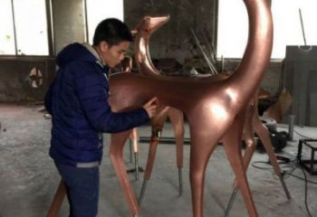 園林小鹿雕塑供求，中式工藝，抽象銅鹿雕塑精選