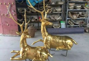 仿古馴鹿雕塑，鍍銅海洋雕塑，鍍銅工藝