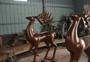 室內(nèi)馴鹿雕塑，拉絲海洋雕塑，抽象效果