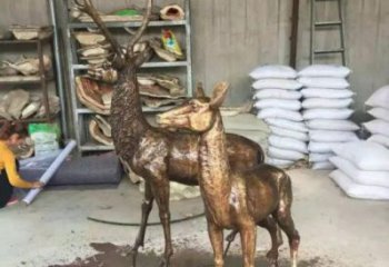 銅鹿雕塑，鑄銅動物雕塑