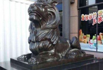 大門口獅子雕塑，仿銅玻璃鋼獅子雕塑加工制作